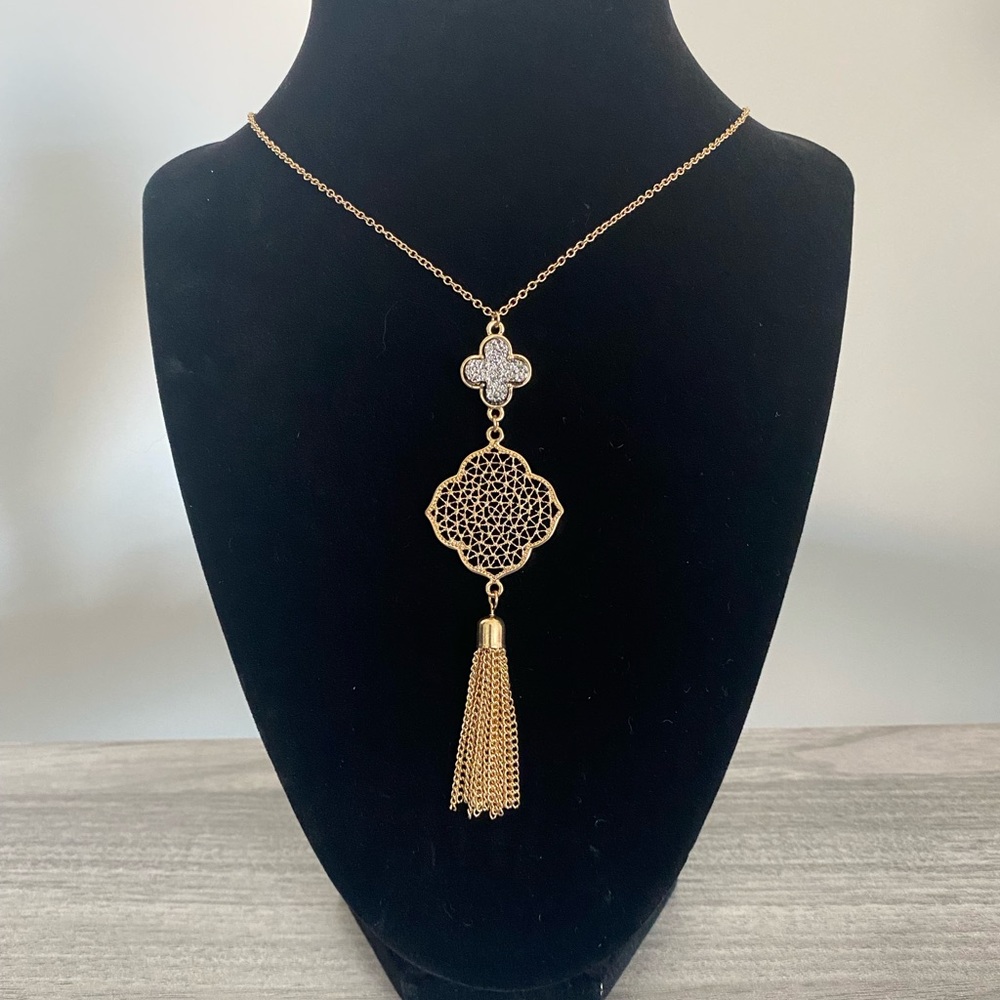 Gold Clover Long Necklace
